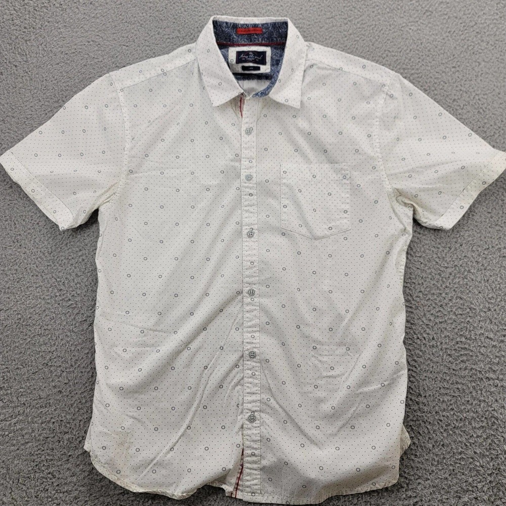 Across the Pond Shirt Mens Large White Short Sleeve Button Up Craft & Tradition